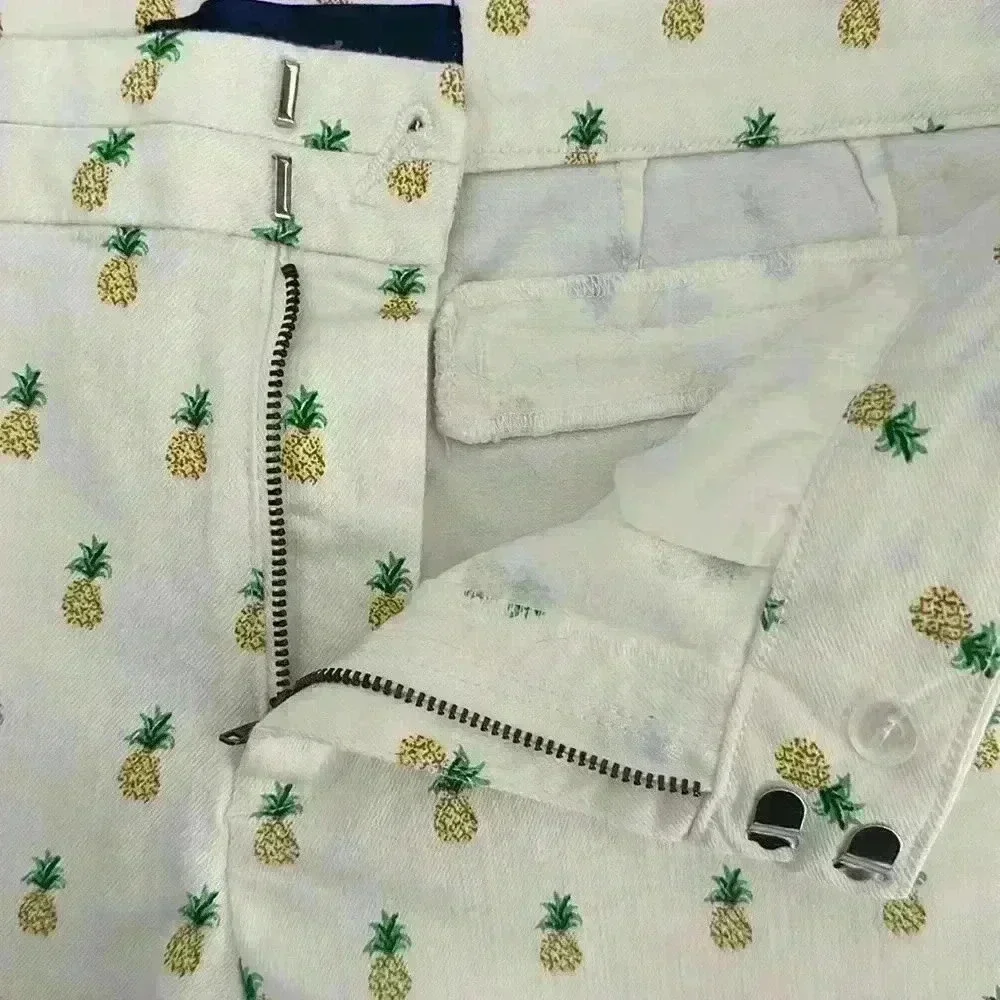 Blue Rain Pineapple Print Summer Sprint Shorts (11) - Picture 6 of 11